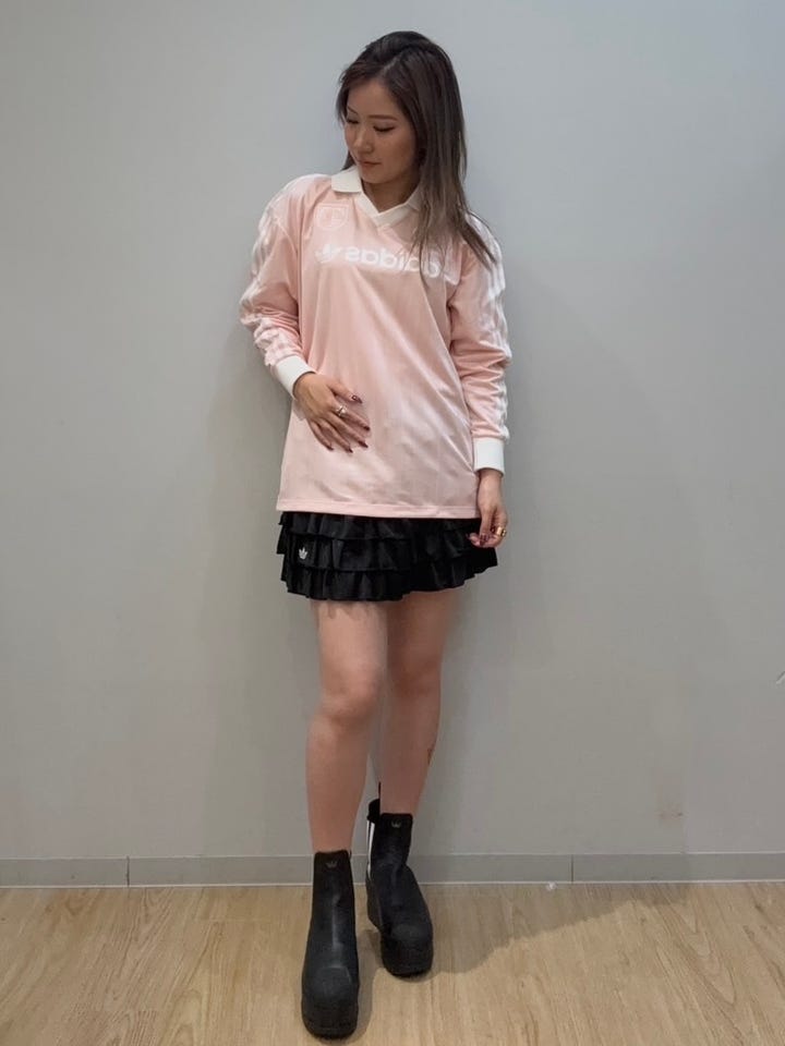 レディース アディカラー サッカー 長袖 Tシャツ サンディピンク