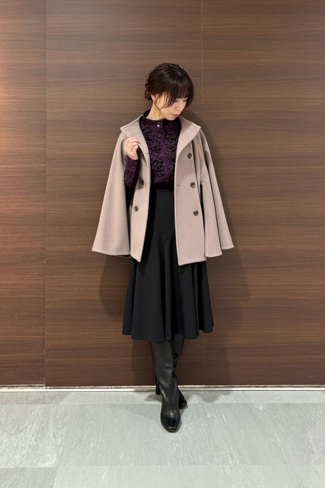 NARACAMICIE】ウールポンチョコート(3(2L)13号 ライトグレー): ナラ