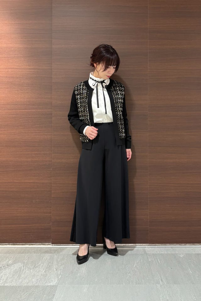 NARACAMICIE】ハイツイストシフォンプリーツパンツ(1(M)9号 グレー