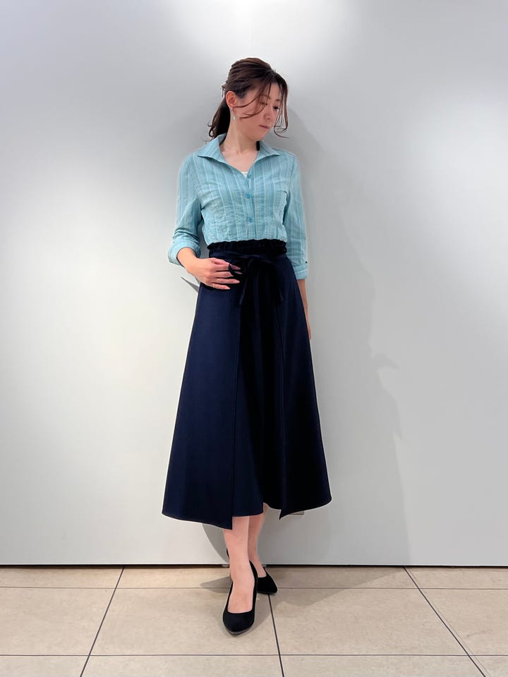 NARACAMICIE】ハイツイストシフォンプリーツスカート(3(2L)13号