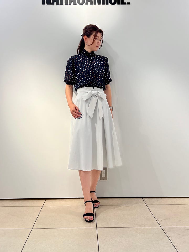 NARACAMICIE】リボンタックスカート(1(M)9号 ｸﾞﾚｰ): ナラカミーチェ