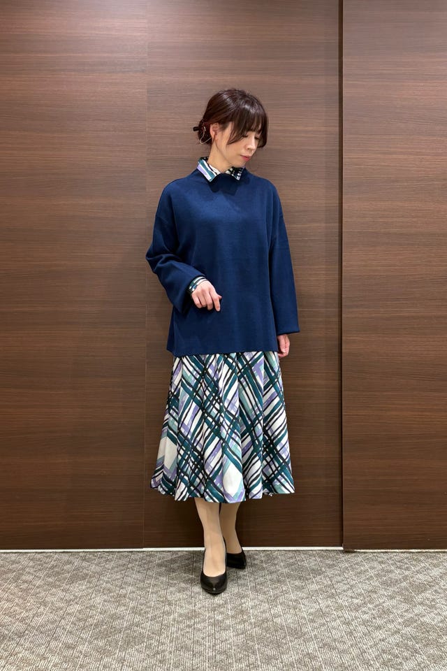 NARACAMICIE】【セットアップ対応】ビッグチェック柄サテン長袖シャツ