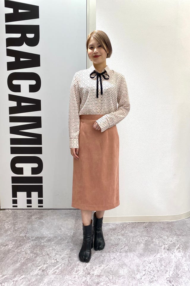 NARACAMICIE】フェイクスエードタイトスカート(1(M)9号 ブラウン