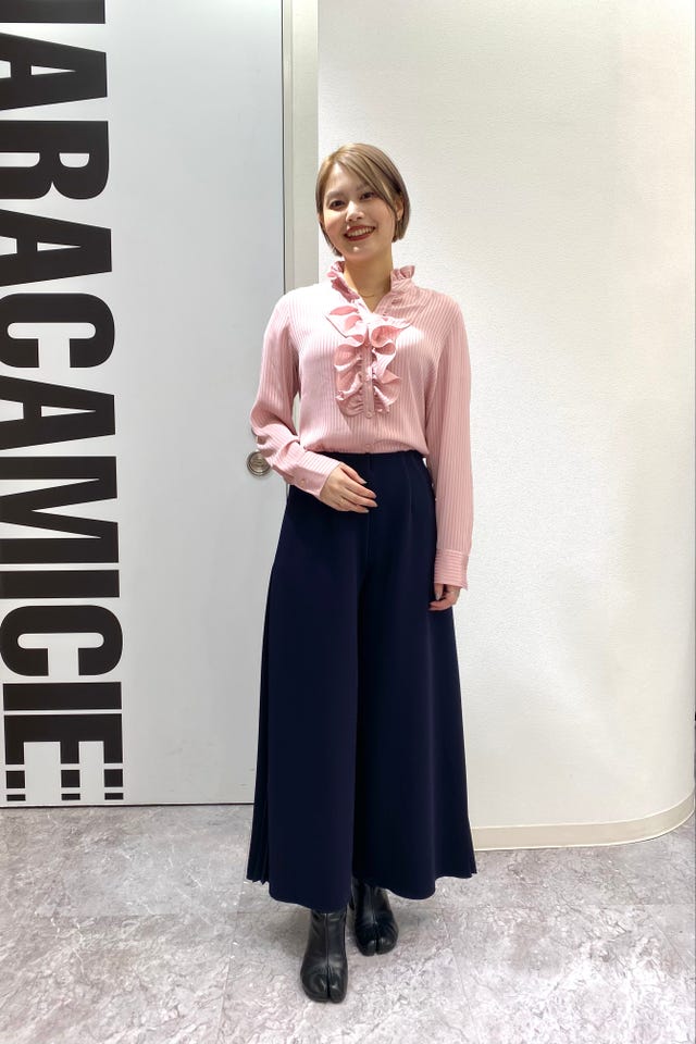 NARACAMICIE】レインドロッププリントボウタイブラウス(4(3L)15号