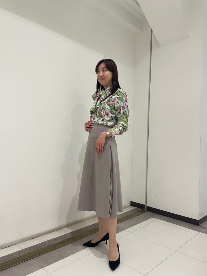 NARACAMICIE】【セットアップ対応】ラインフラワー柄ボウタイ長袖