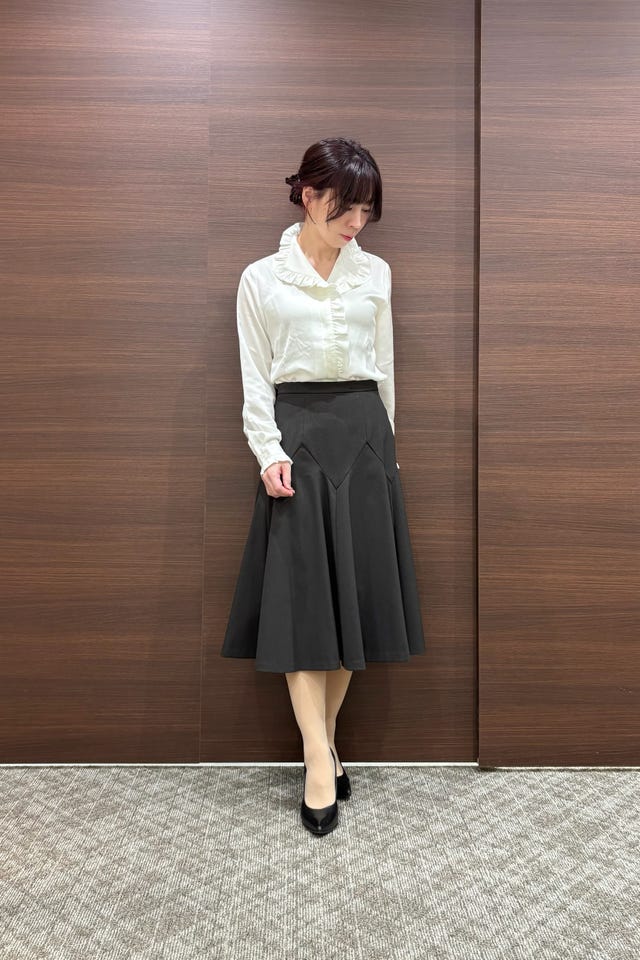 NARACAMICIE】サテンフリル長袖ブラウス(1(M)9号 ブラック): ナラ