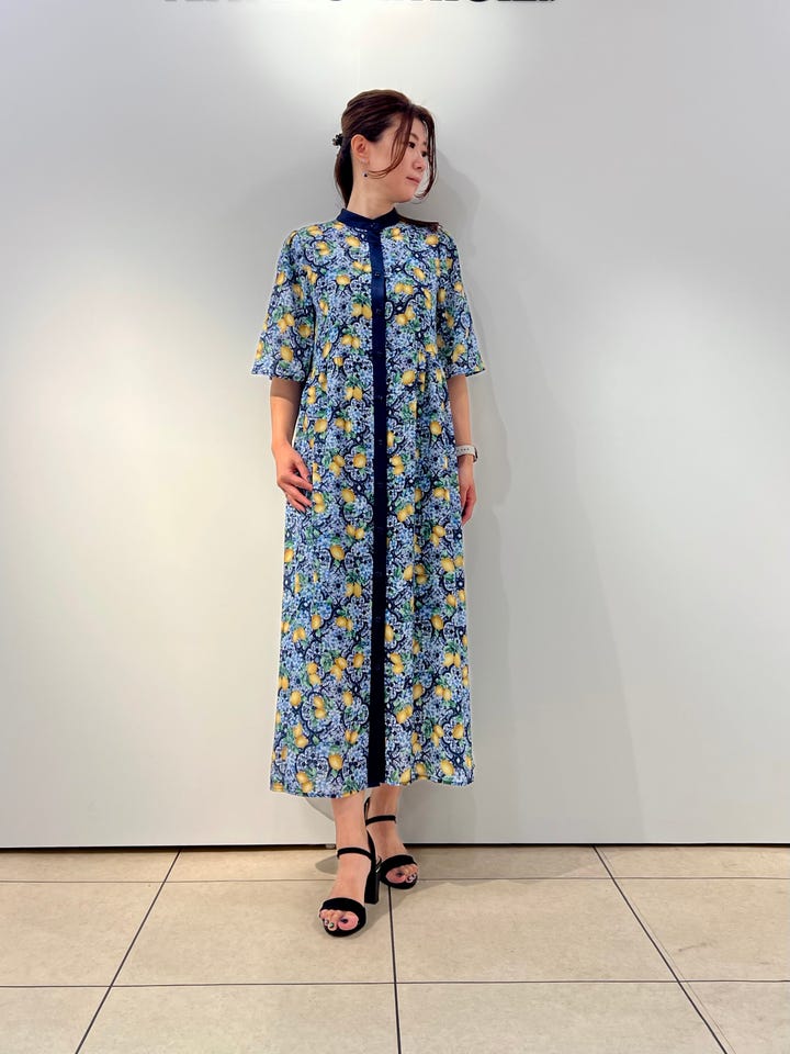 NARACAMICIE】マイクロドットシフォンリボン付きフリルブラウス(1(M)9