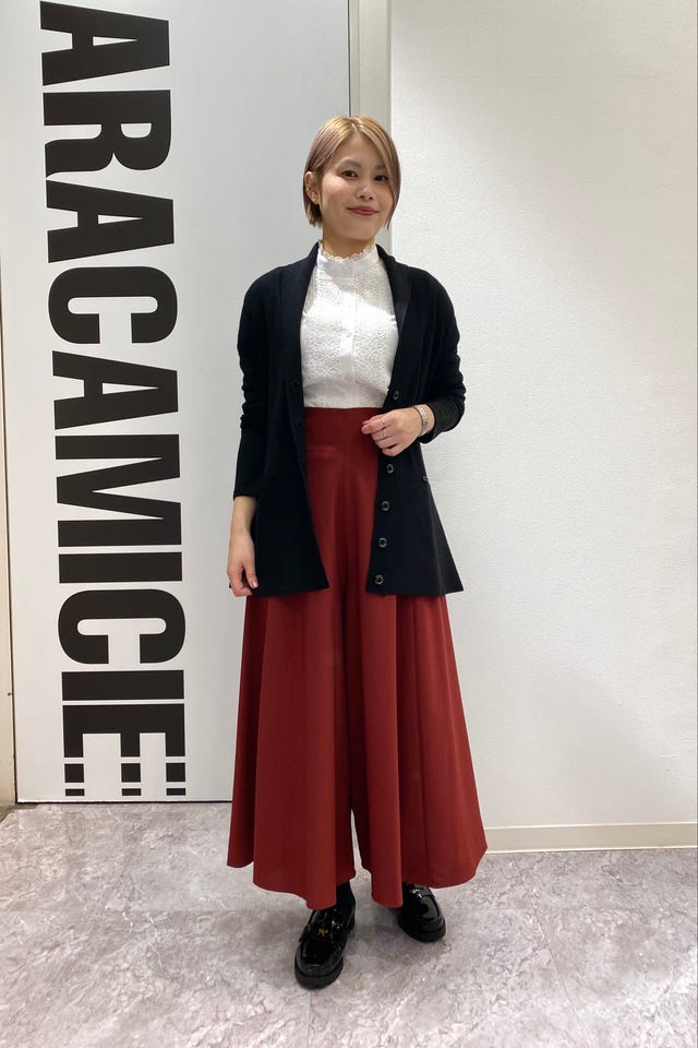 NARACAMICIE】トロピカルポリエステルサス付フレアパンツ(1(M)9号