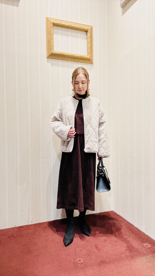 ファー×キルト リバーシブル ショート中綿ブルゾン(M 03ライトグレー