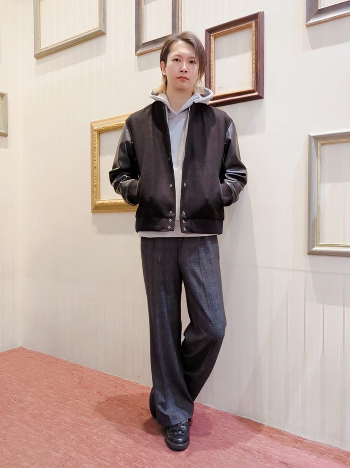 メルトン×合成皮革 スタジャン(M 05黒): アウター/コート | TAKA-Q