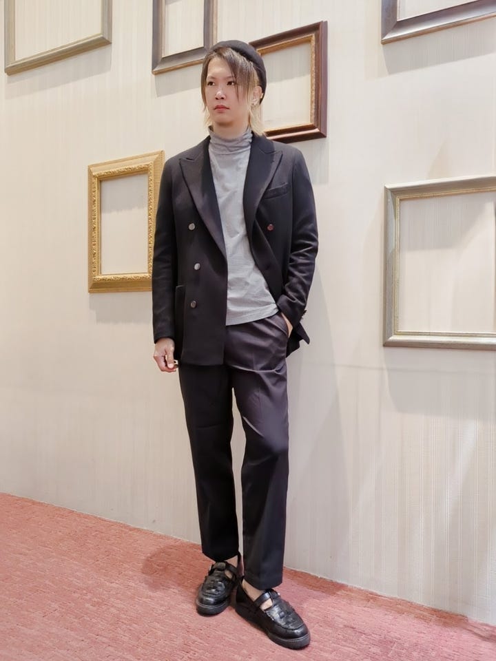 LEONARD 黒 ダブルプレストジャケット　カシミヤ100 羽織 メンズ カシミヤ カシミア 100％ ダブル ジャケット カシミヤ100