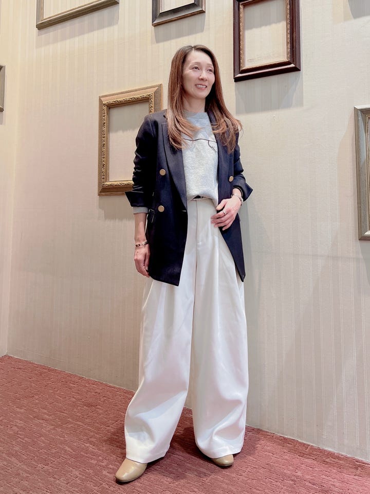 ストレッチウォッシャブル シャーク リラクシング ダブルジャケット 紺