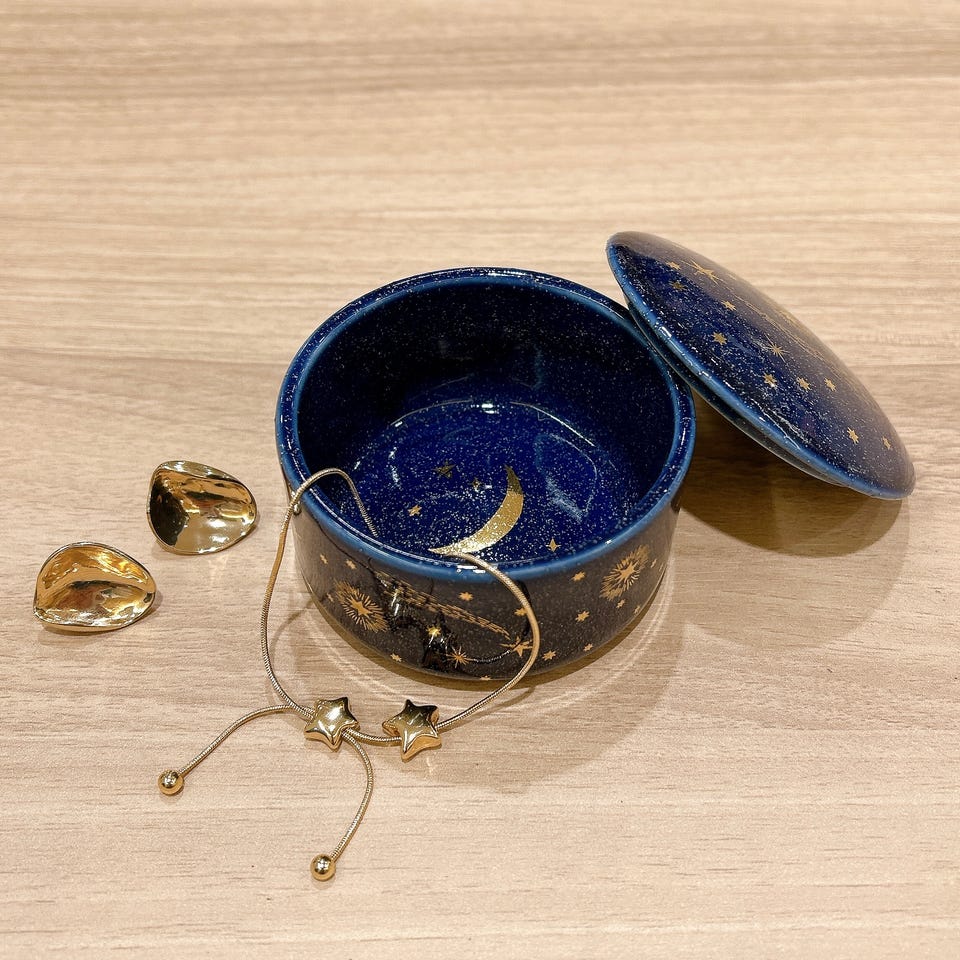 D-4 ヴィンテージ コバルトブルー 金彩 脚付き 蓋付き 菓子器ボンボニエール ボンボニエール/星空 | アフタヌーンティー公式通販サイト