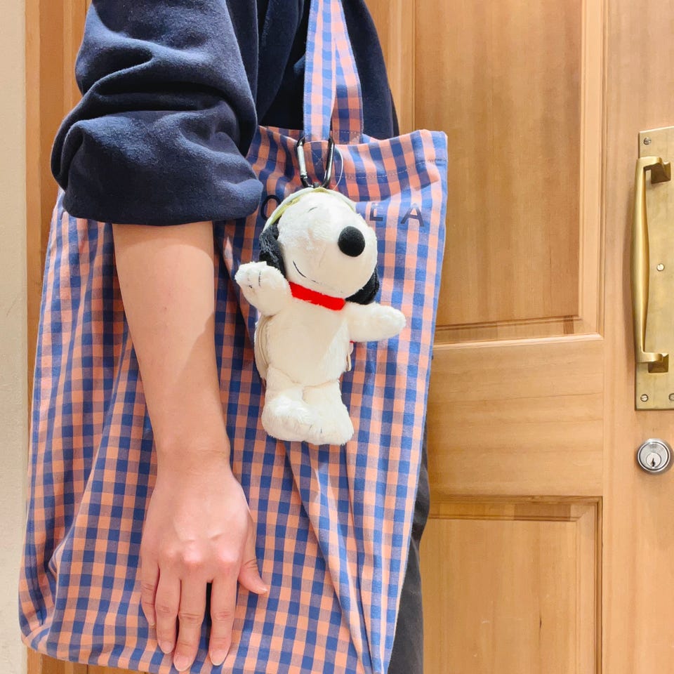 ぬいぐるみケース付きショッピングバッグ/PEANUTS | アフタヌーン