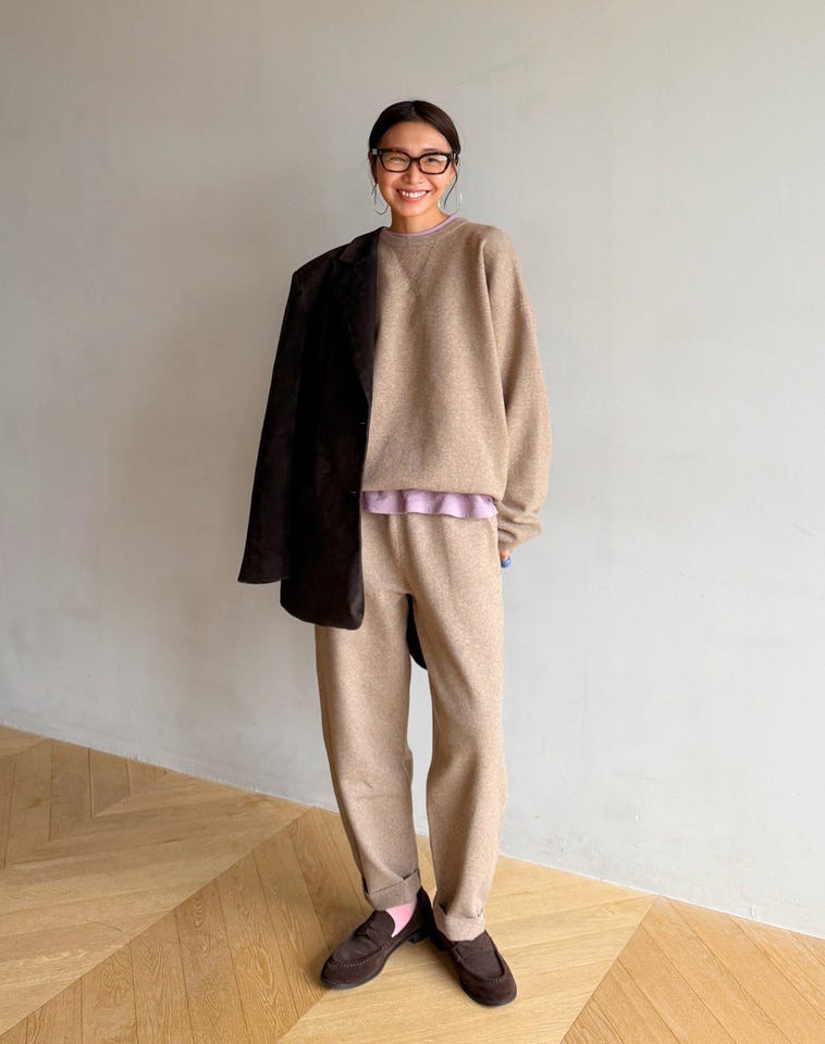 Sweatlikeルーズニットプルオーバー