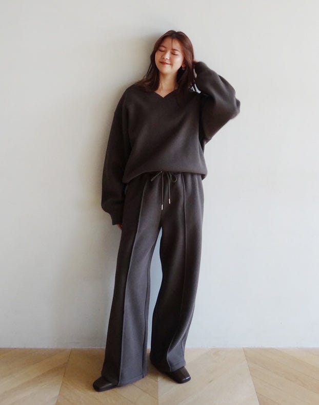 VネックメッシュSweatプルオーバー