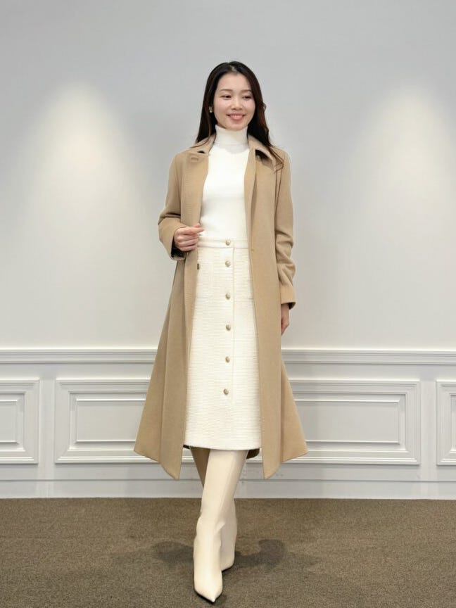 ウールカシミヤベルテッドロングコート: M-premierBLACK公式通販