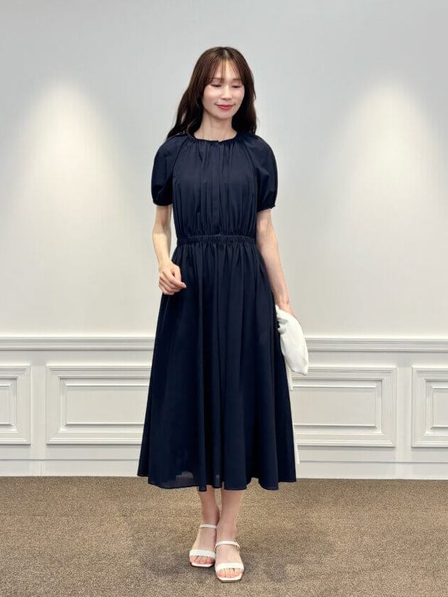 シアーパフスリーブギャザーワンピース: M-PREMIER公式通販｜m-i-d e
