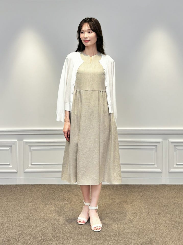 リネンライクキーネックワンピース: AVENIRETOILE公式通販｜m-i-d e