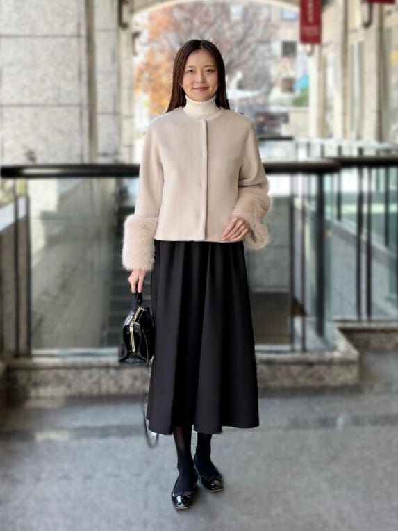 ファーカフスノーカラーショートコート: M-premierBLACK公式通販