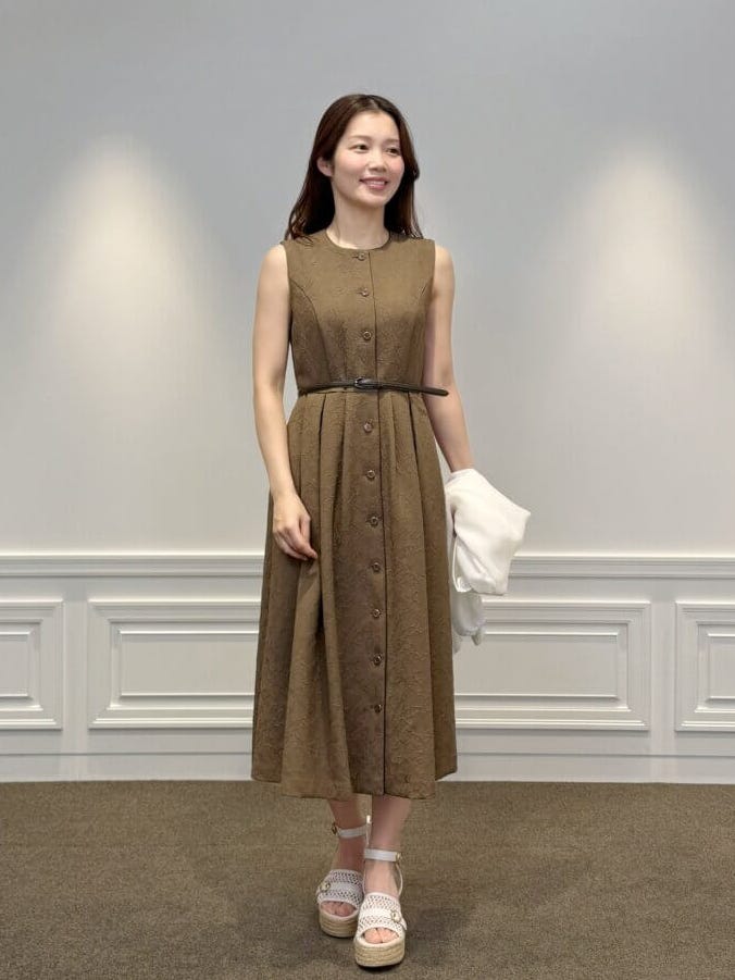 ベルト付ジャガードノースリーブワンピース: M-PREMIER公式通販｜m-i-d