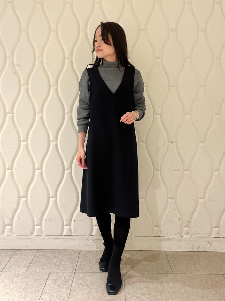 ニットジョーゼットサイドパールボタンジャンパースカート