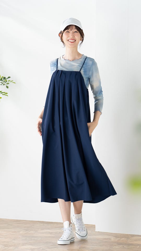 Coeur sucre 体型カバーサッカーキャミチュニックワンピース クール