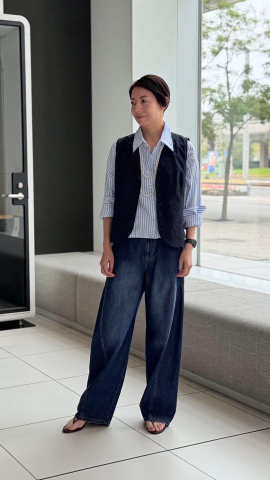 PCD フロントバックバイカラーのタックセミワイドパンツ ピエール