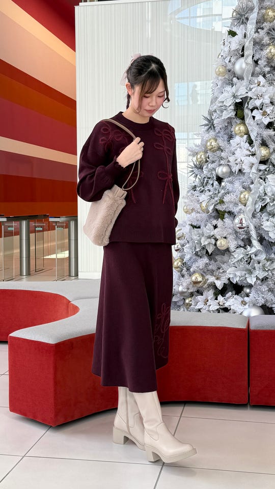 ♥キキ様♥️シャーリーテンプル♥リボンウールコート&デニムパンツ♥120♥ &LOVE リボン刺繍の裏起毛ニットデニムレギパン アンドラブ（&LOVE