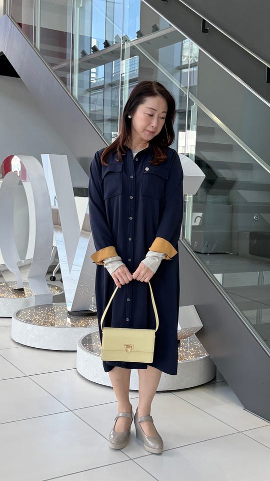 PCDモダンライン使いのジオメトリック柄ボウタイニットワンピース