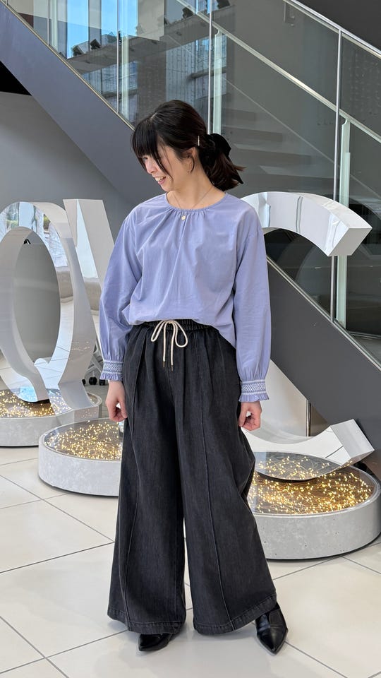 Coeur sucre 軽やかピンタックワイドデニムパンツ クールシュクレ