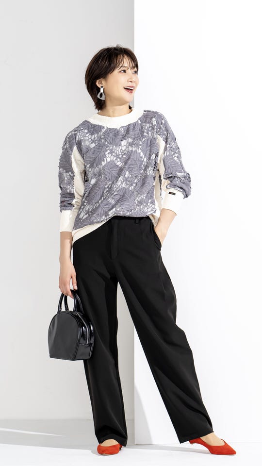 Anne Coquine コアスパンヤーンニットジップアップブルゾン