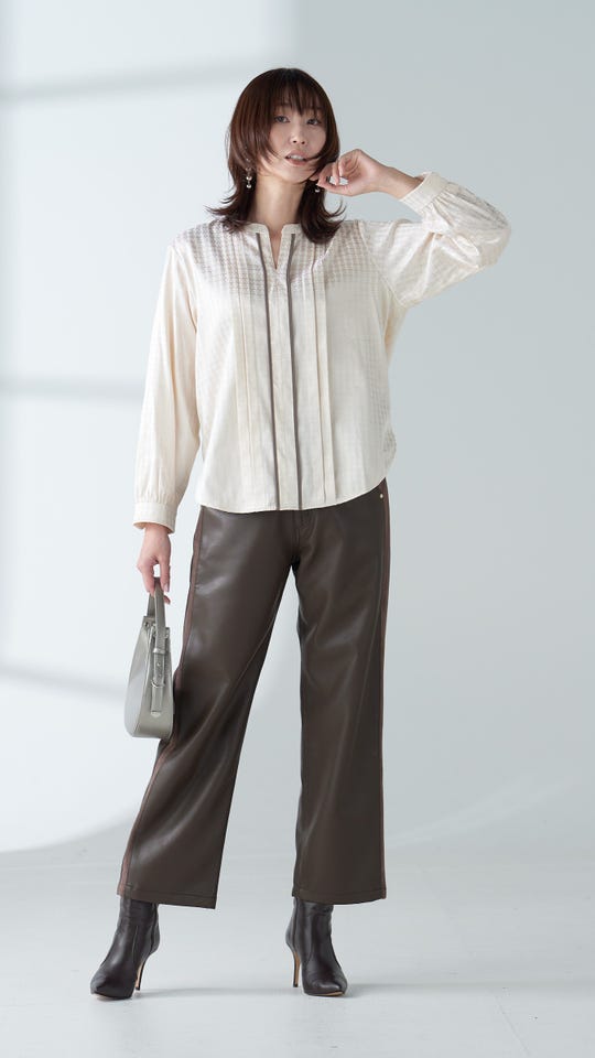 PCD 千鳥ジャカードのタックアクセントプルオーバー ピエール カルダン