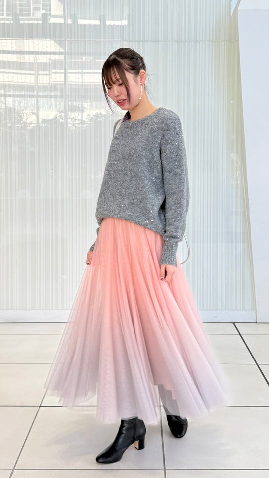 Anne Coquine グラデーションチュールボリュームロングスカート