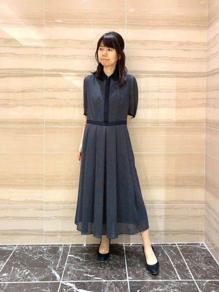 松島花さん着用】【ウォッシャブル】ダイヤドット ワンピース