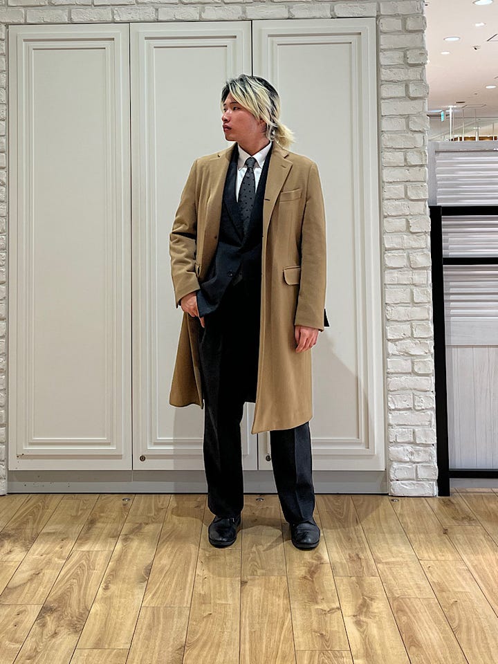 インバーティア SHIPS別注　invertere SHIPS別注】INVERTERE: ウールヘリンボーン ロング ダッフルコート