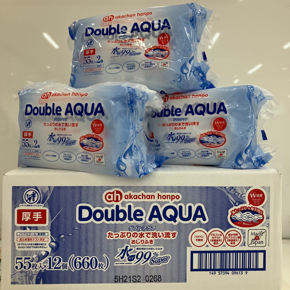 水99％ Super 新生児からのおしりふき ダブルアクア 厚手 55枚×2個
