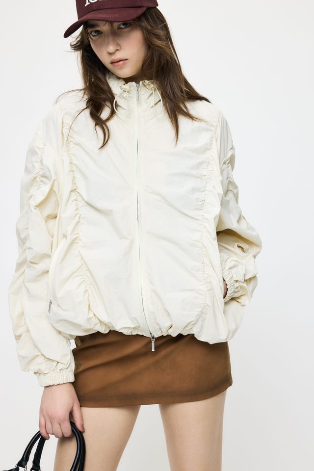 MOUSSY SHIRRING OVER NYLON ブルゾン KHA カーキ MOUSSY（マウジー） ブルゾン アウター 「26年SS新作」SHIRRING OVER