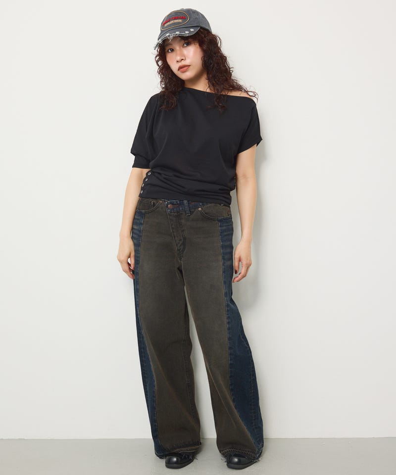 公式】SLYのオフショルダー トップス|デニム|シェルターウェブストア SLY オフショル パフスリーブ デニム 26ss