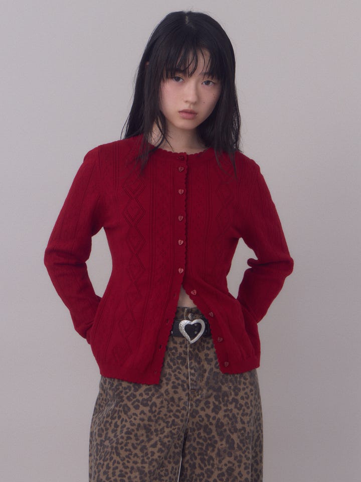 SLY | 【1BUY5％OFF CAMPAIGN】HEART CROCHET KNIT トップス (ニット