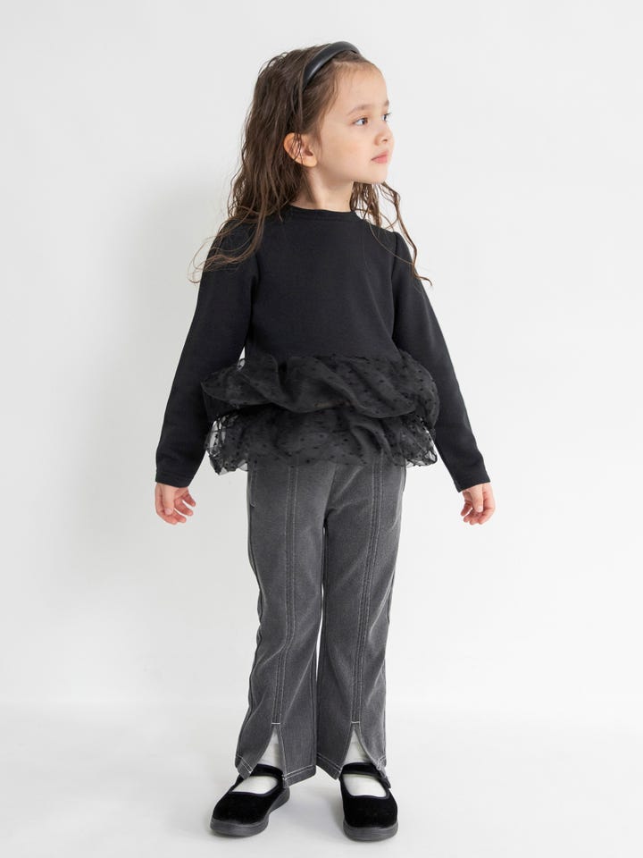 あったか】裾ドットティアード裏起毛チュニック 2025秋冬 ｜子供服