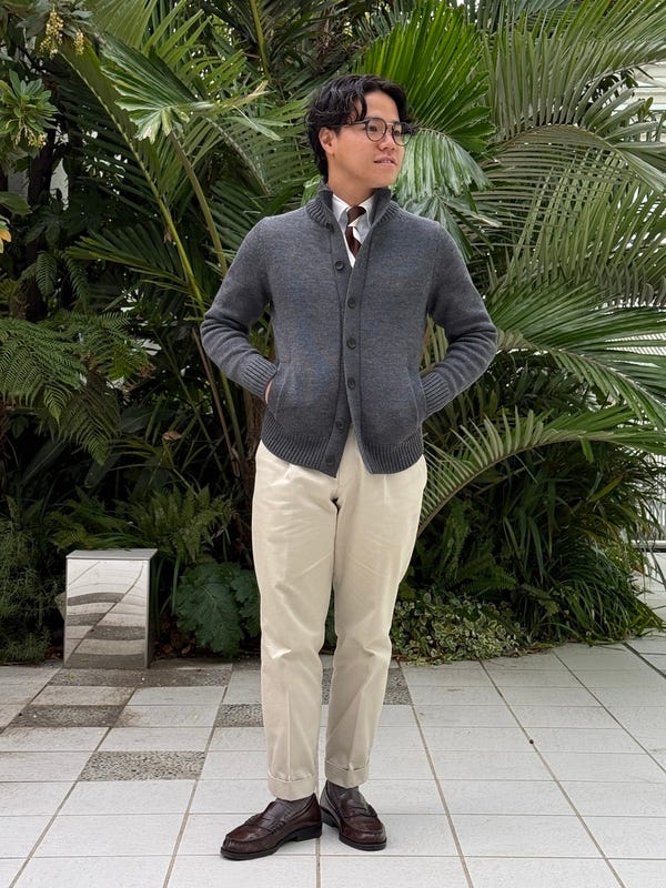 スタンドカラーカーディガン(52 グレー系): メンズ｜メーカーズシャツ