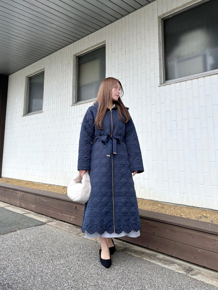 1/中旬～下旬頃発送予定！スカラップ刺繍 キルティング ロング丈