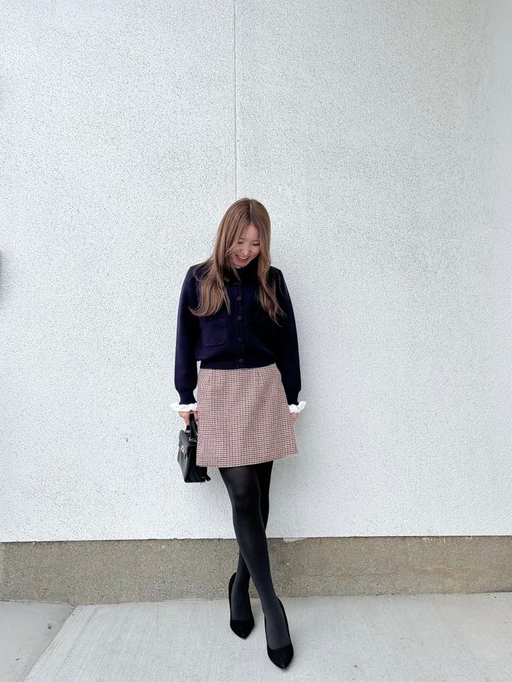 ミラノリブ フリル付き ニット カーディガン Liala×PG 全5色｜lpg441