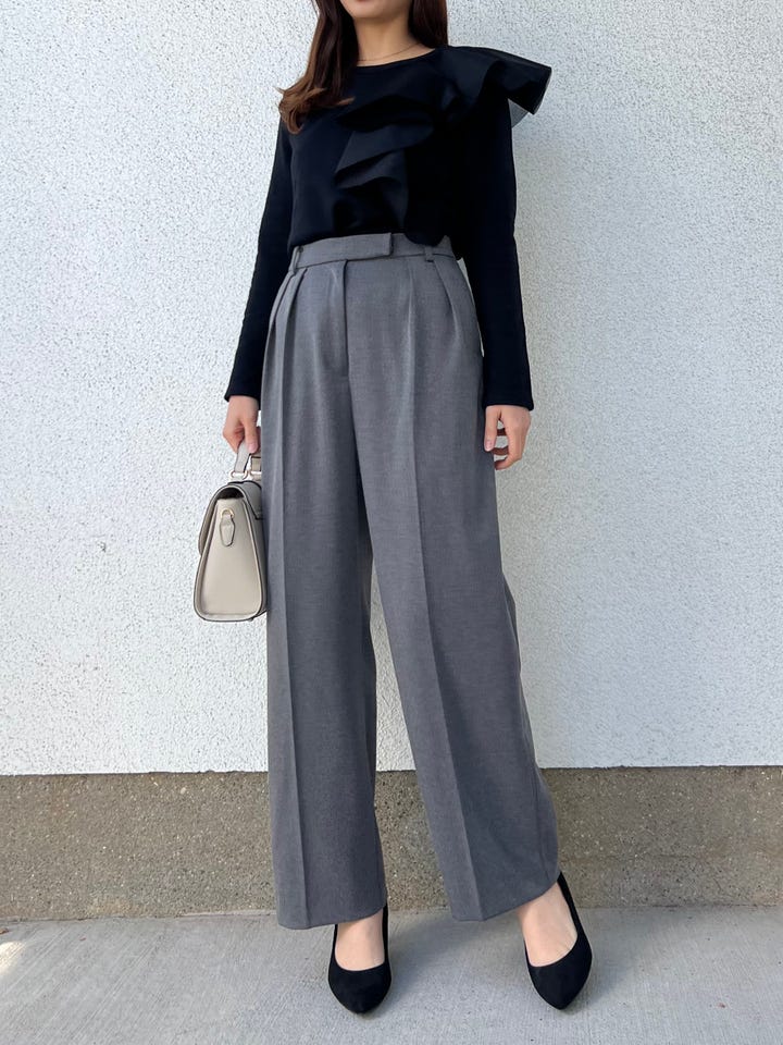 オケージョンクーポン対象 Occasion-SALE タック ワイド パンツ Liala