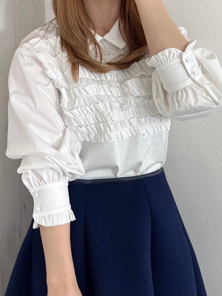 liala ホイップフリルブラウス　　新品 ホイップフリル 襟付き ブラウス 長袖 Liala×PG 全2色｜lpg811-2222【1