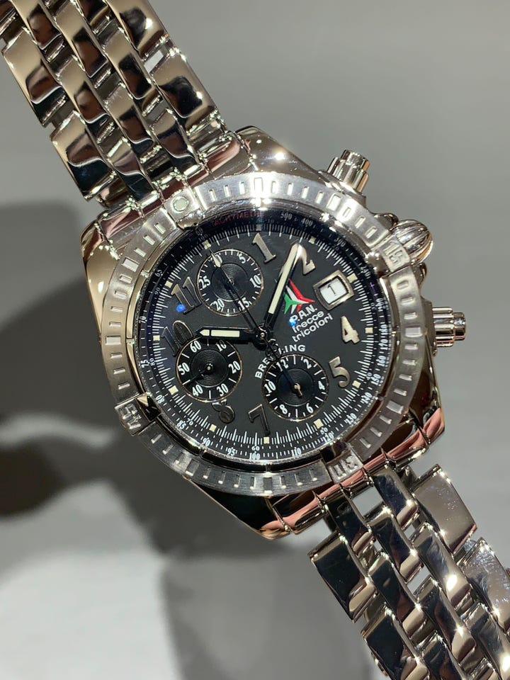 美品　ブライトリング クロノマット エボリューション A13356 クロノマット エボリューション フレッチェ・トリコローリ 世界