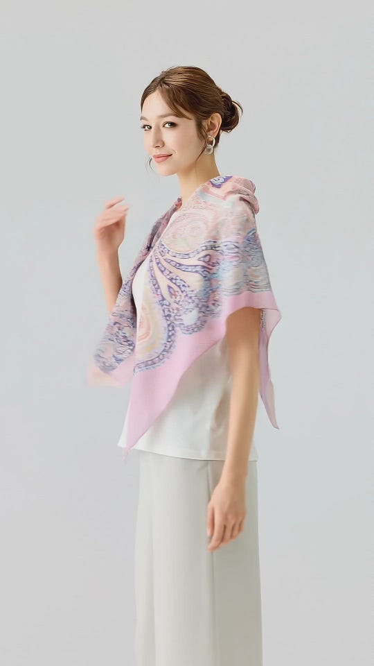 ESCADA 稀少レアデザイン パステルミックスふわふわエアリーシルクストール コットンシルクストール| | アテニア公式オンラインショップ | 上質を