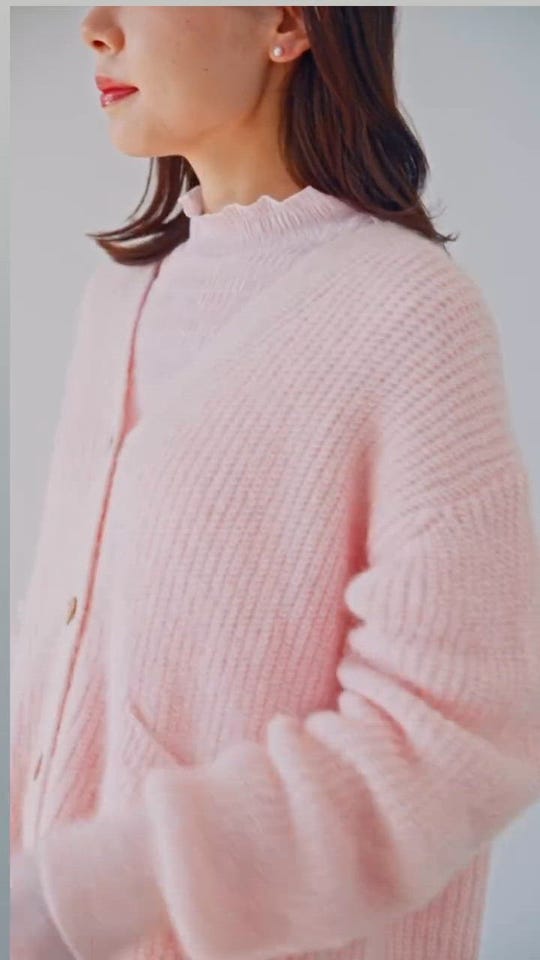 ピンクハイネックカットソー0 ROPÉ(ロペ) / ボタニカルダイフレアスリーブハイネックカットソー