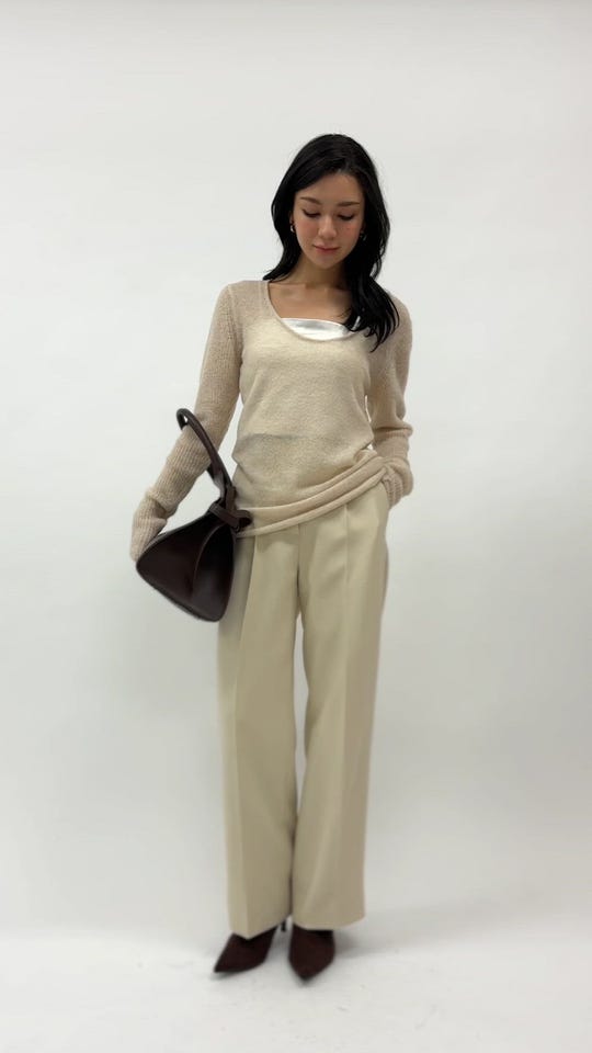 サテン クロップド カップ付き トップス KINO THE KEI 全3色｜ktk831